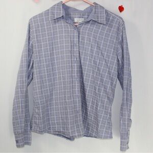 christopher and banks light purple plaid button up shirt womens small pastel